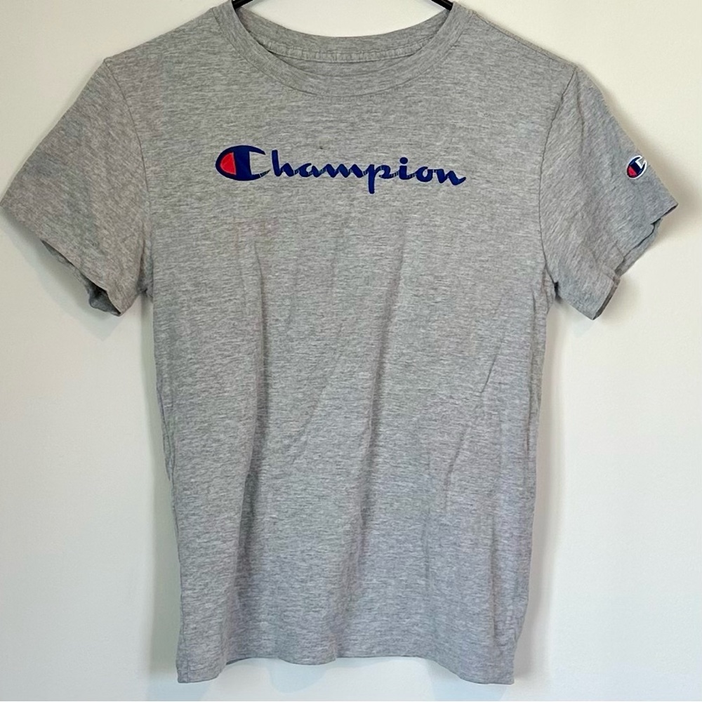 Classic Champion Heather Gray Athletic Short Sleeve Tee - Size: Extra Small